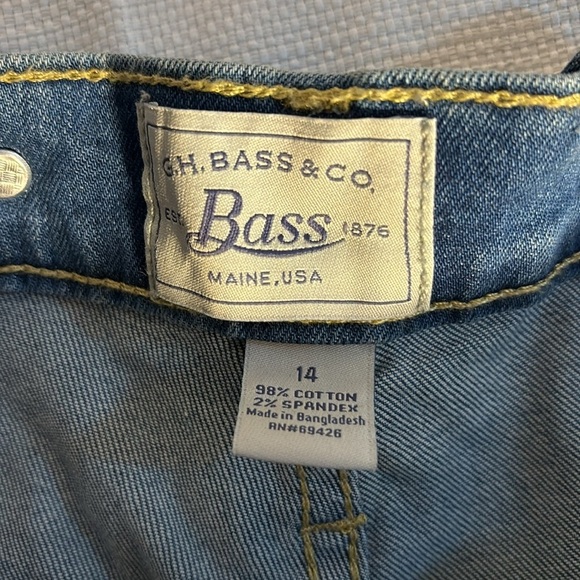 Bass Denim Bib Overall Farmer Utility Workwear Size 14 Dusty Vintage - Picture 10 of 11